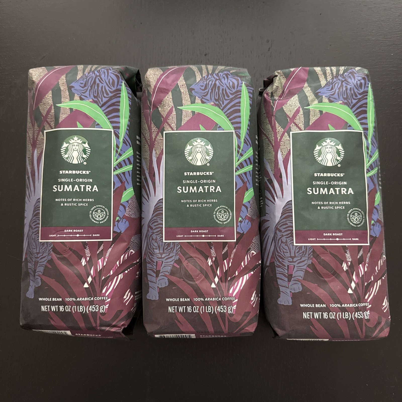 New Starbucks Coffee Sumatra Single-Origin Whole Bean – 3 Bags – DEC2026/JAN2027