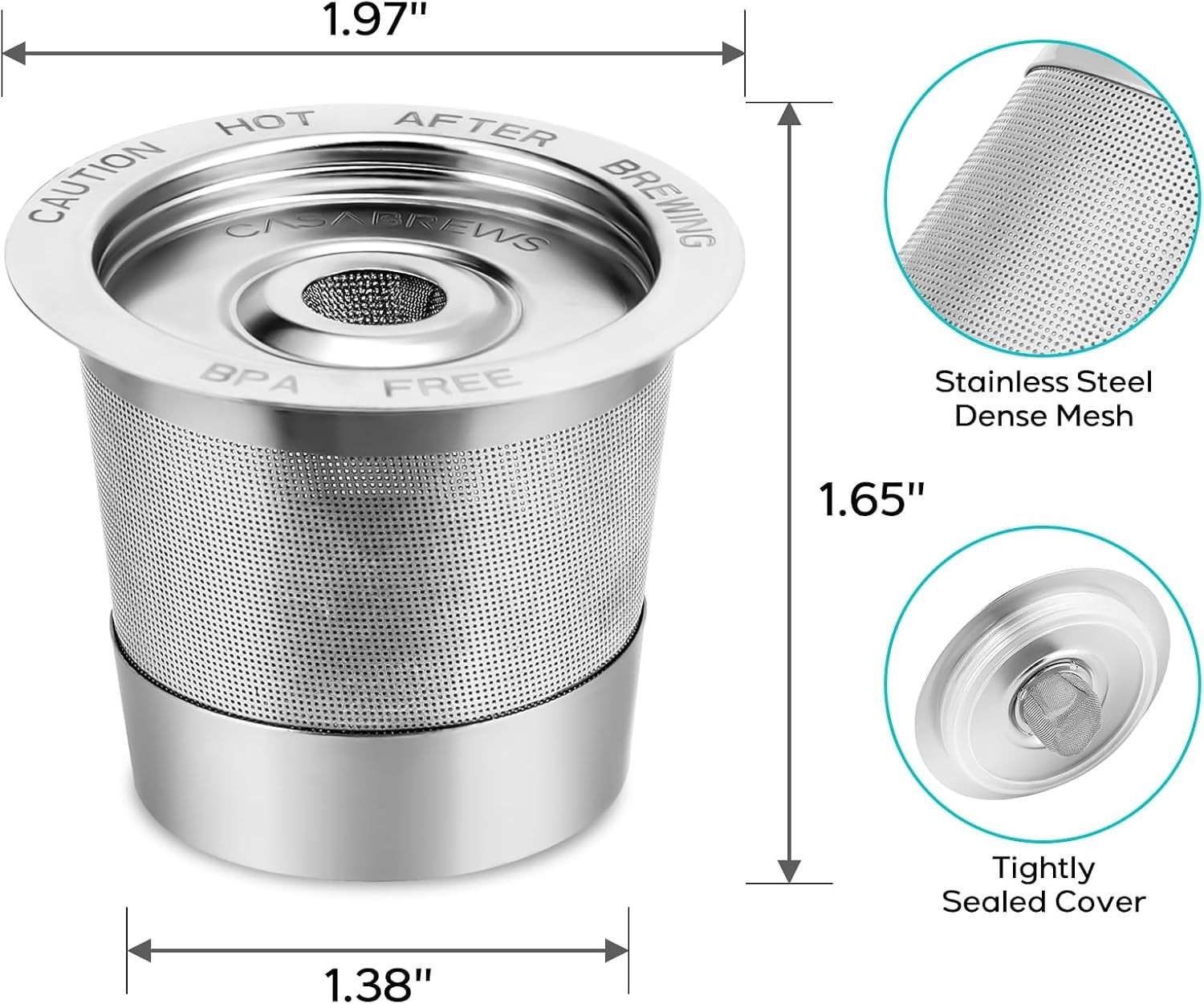 CASKF01 Reusable K Cups Coffee Pods for Keurig, Universal Stainless Steel