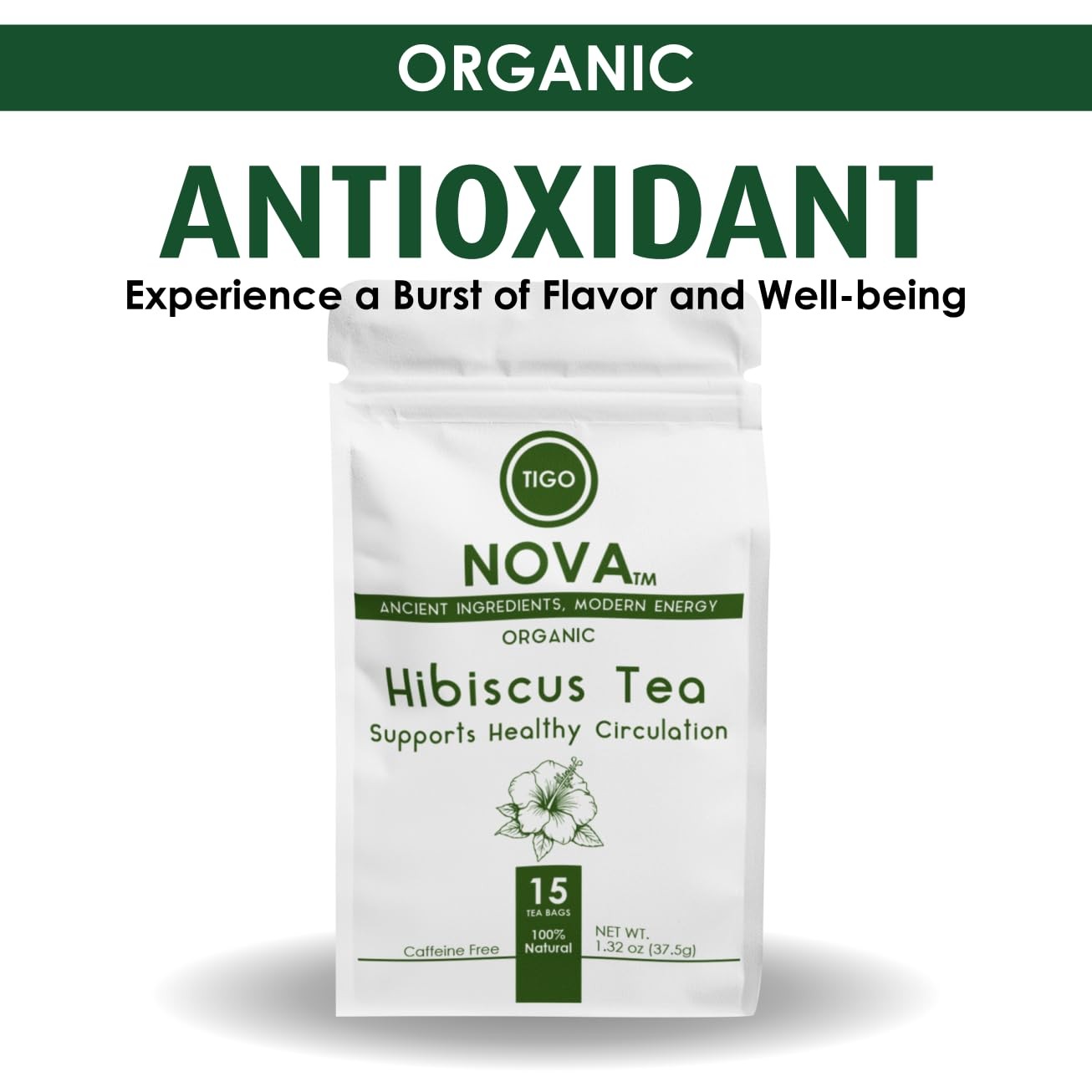 Premium Organic Hibiscus Tea Bags, 100% Natural and 1 Pack