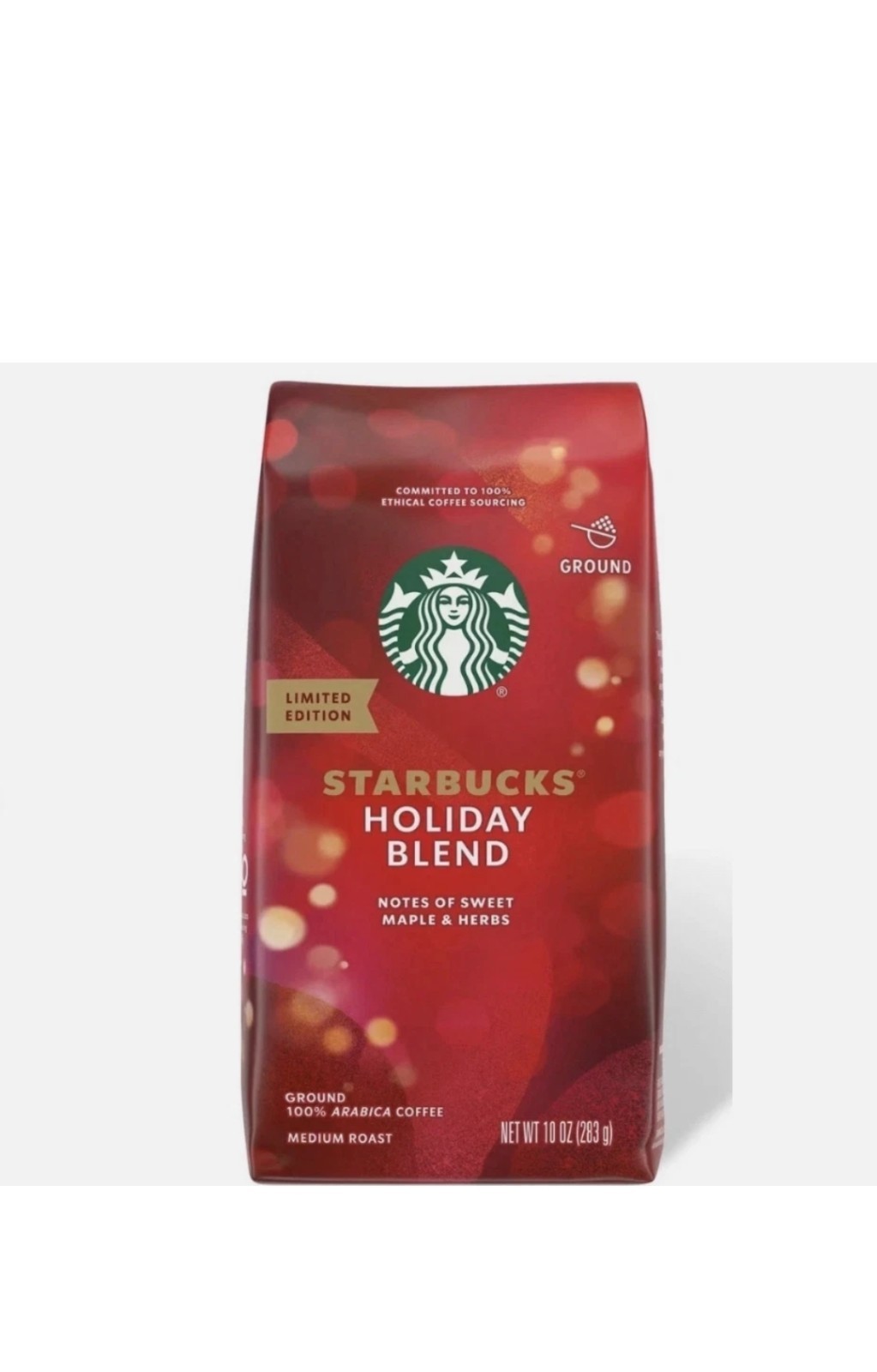 Lot Of 2 ). Starbucks Holiday Blend Ground Coffee Medium Roast 10.oz New Sealed