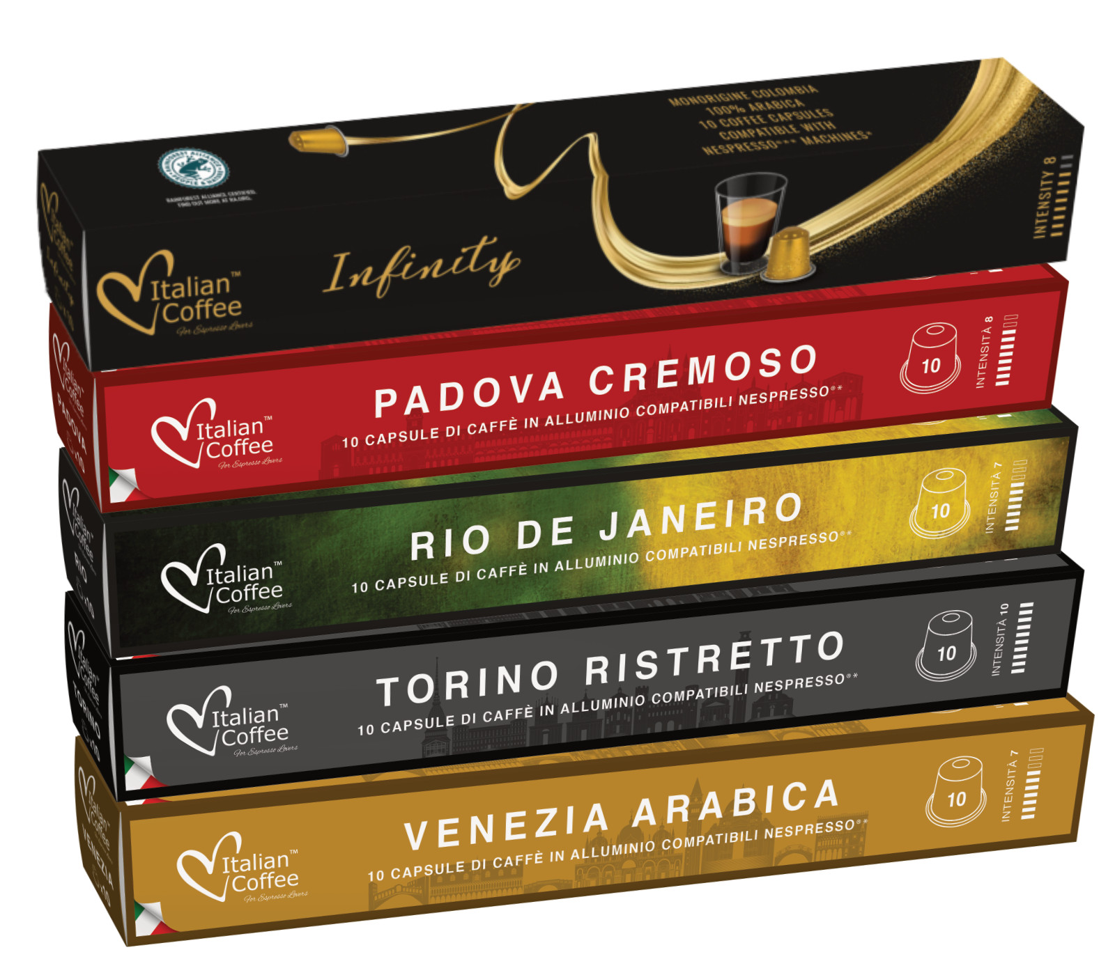 100 ITALIAN COFFEE Aluminum pods compatible w/ Nespresso Original FREE SHIPPING