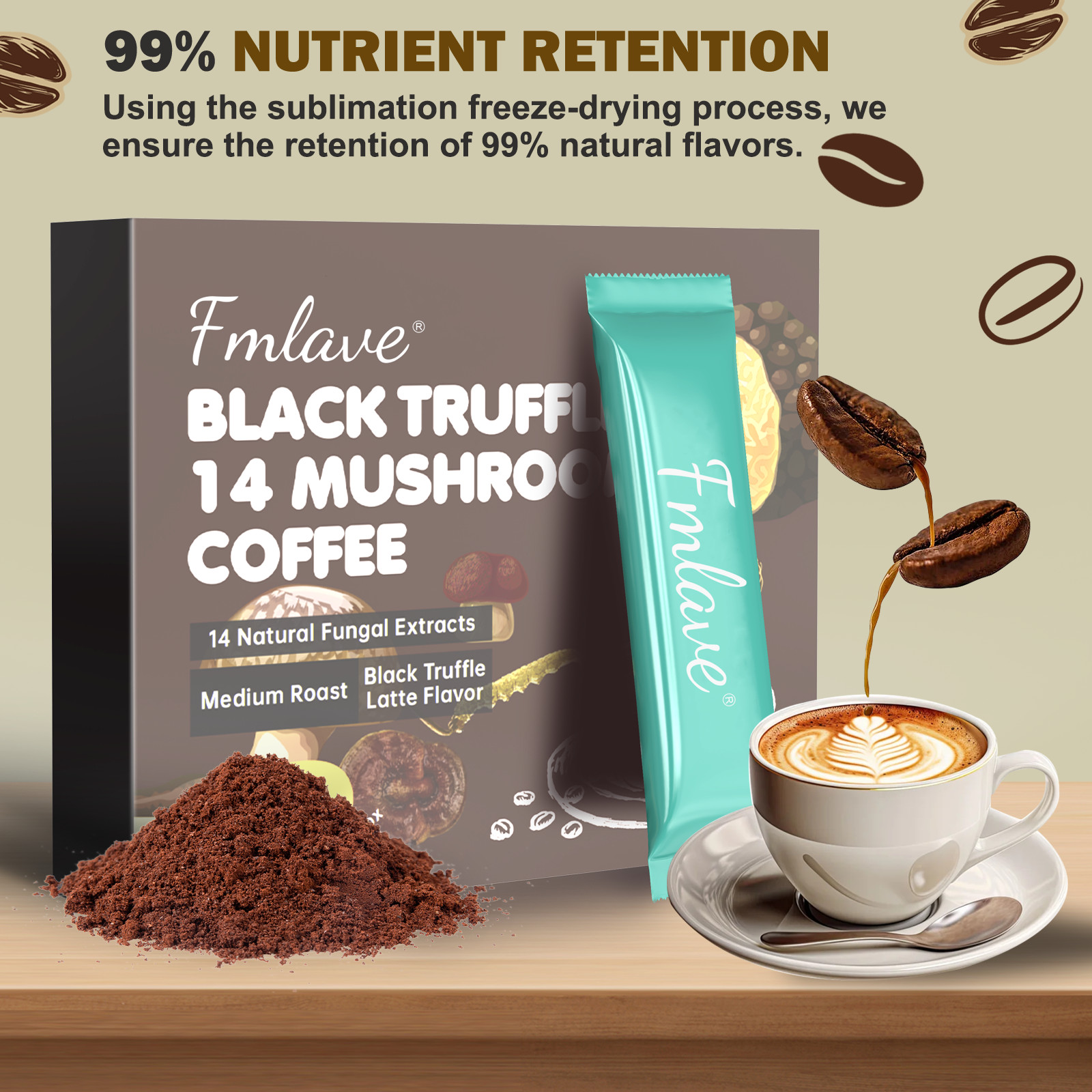3 Pack 14 Mushroom Coffee 100% Authentic USA FREE SHIPPING, Brain & Immune Boost