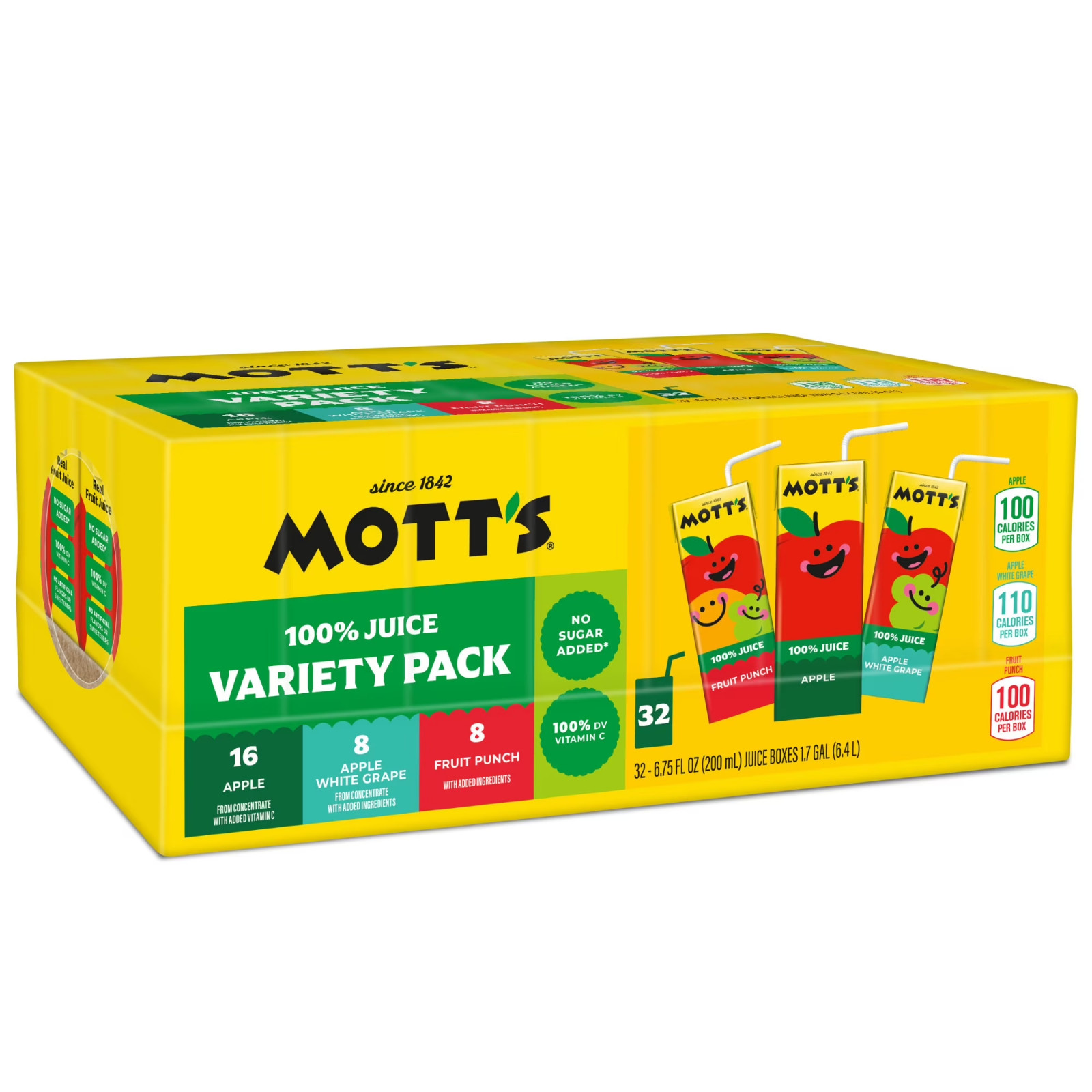 Mott’s 100% Apple Juice Variety Pack, 6.75 fl oz, 32 Count Boxes….