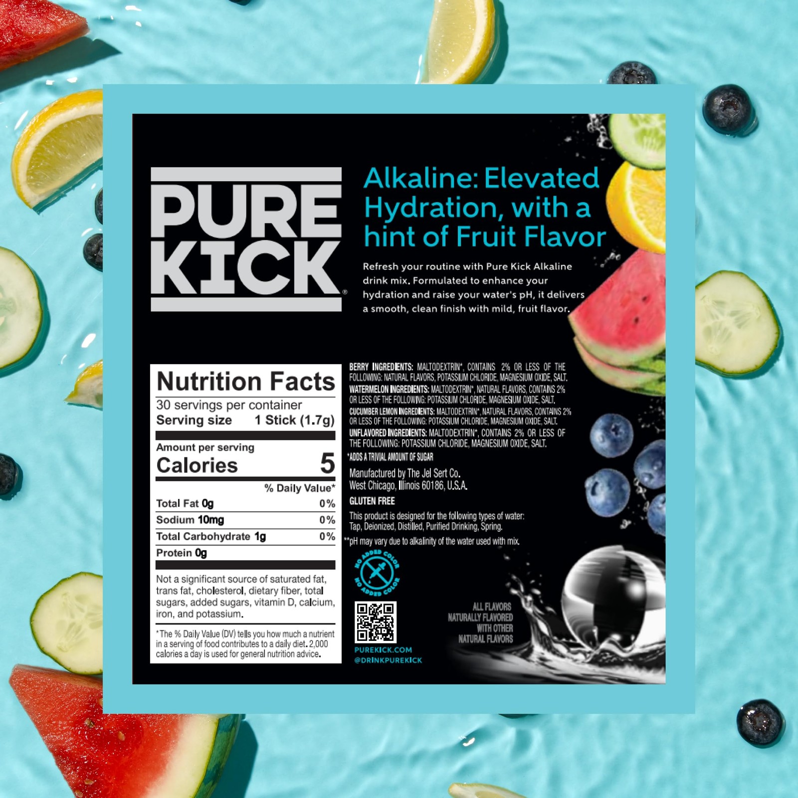 Pure Kick Alkaline pH 8.5 or Higher Powdered Drink 0.06 Ounce (Pack of 30)