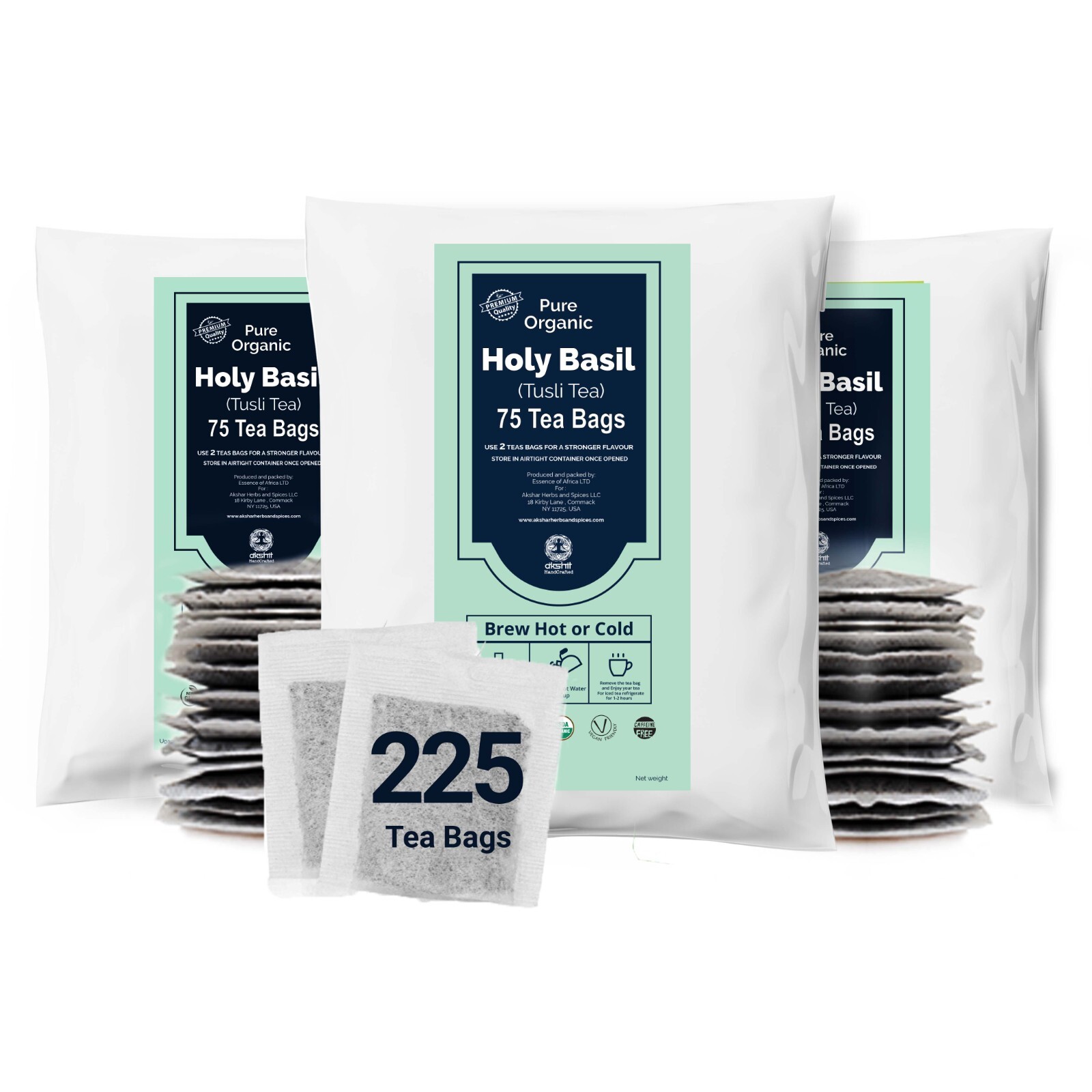 225 Holy Basil Tea Bags, Pure Tulsi Tea, All Natural Herbal Tea, No Caffeine