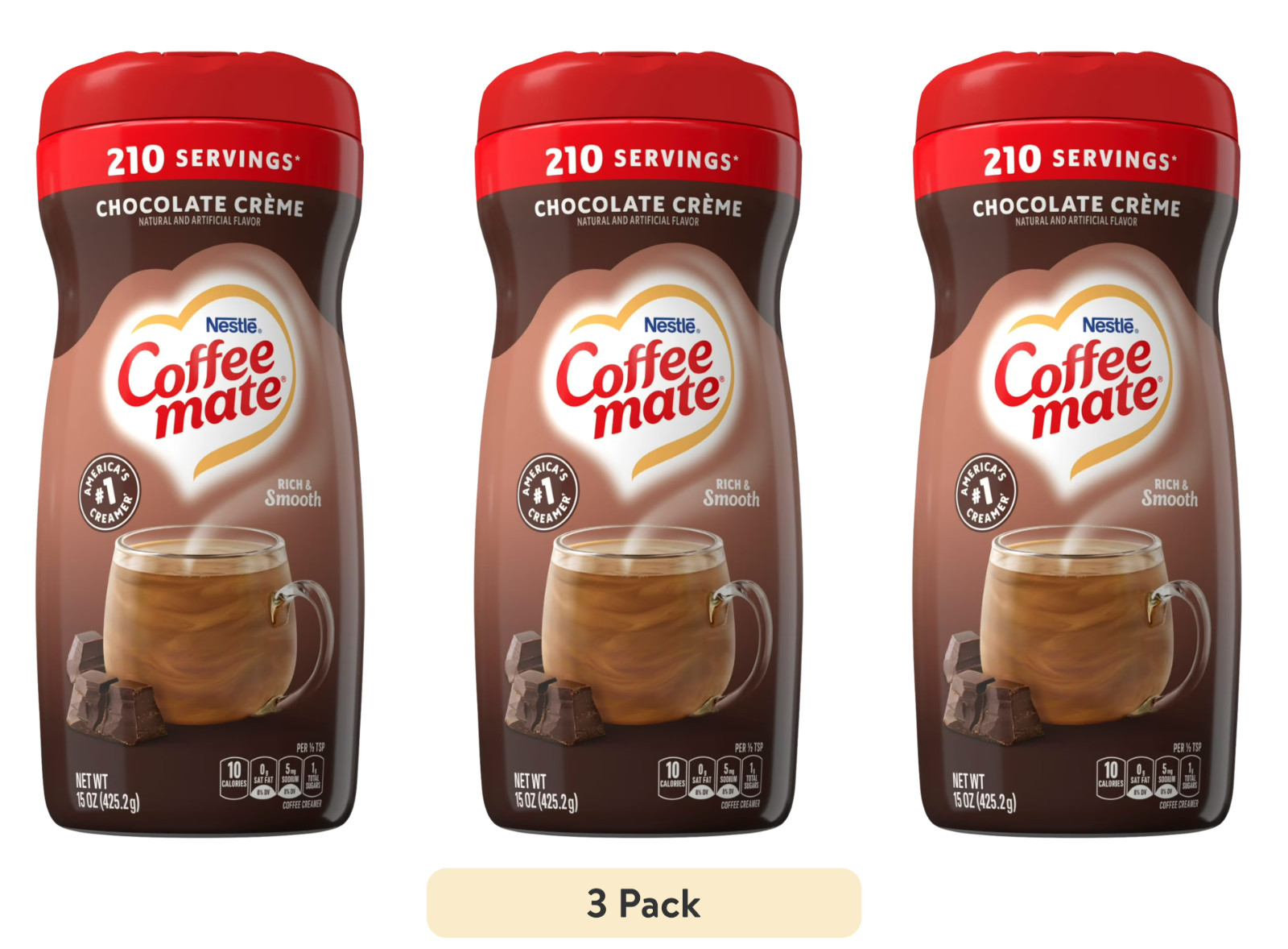 (Pack of 3) Coffee mate Chocolate Crème Powder Coffee Creamer, 15 oz