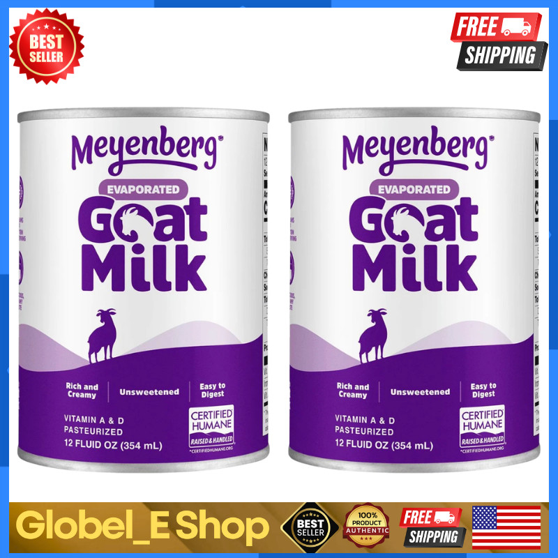 (2 pack) Meyenberg Evaporated Vitamin D Goat Milk Unsweetened, 12 fl oz
