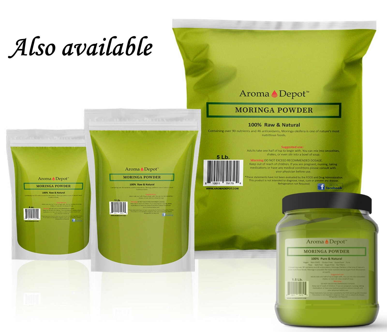Moringa Powder oleifera Leaf 100% Pure Natural Superfood Gluten Free Lot