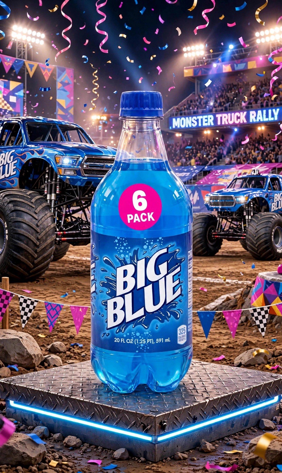 Big Blue Soda 20oz Exotic Pop 6 Pack Of Bottles ( Big Red )