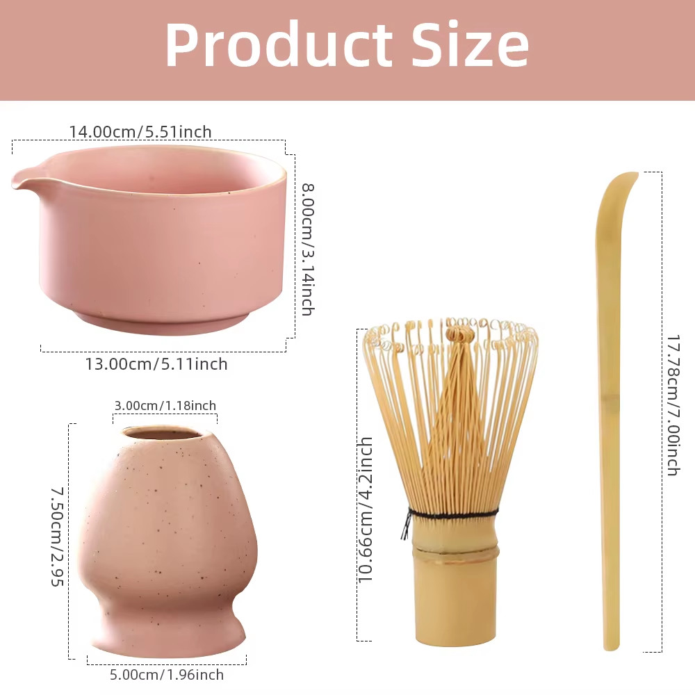4PCS Japanese Matcha Tea Set Safe Bamboo Whisk Teaspoon Tea Sets Indoor Beverage