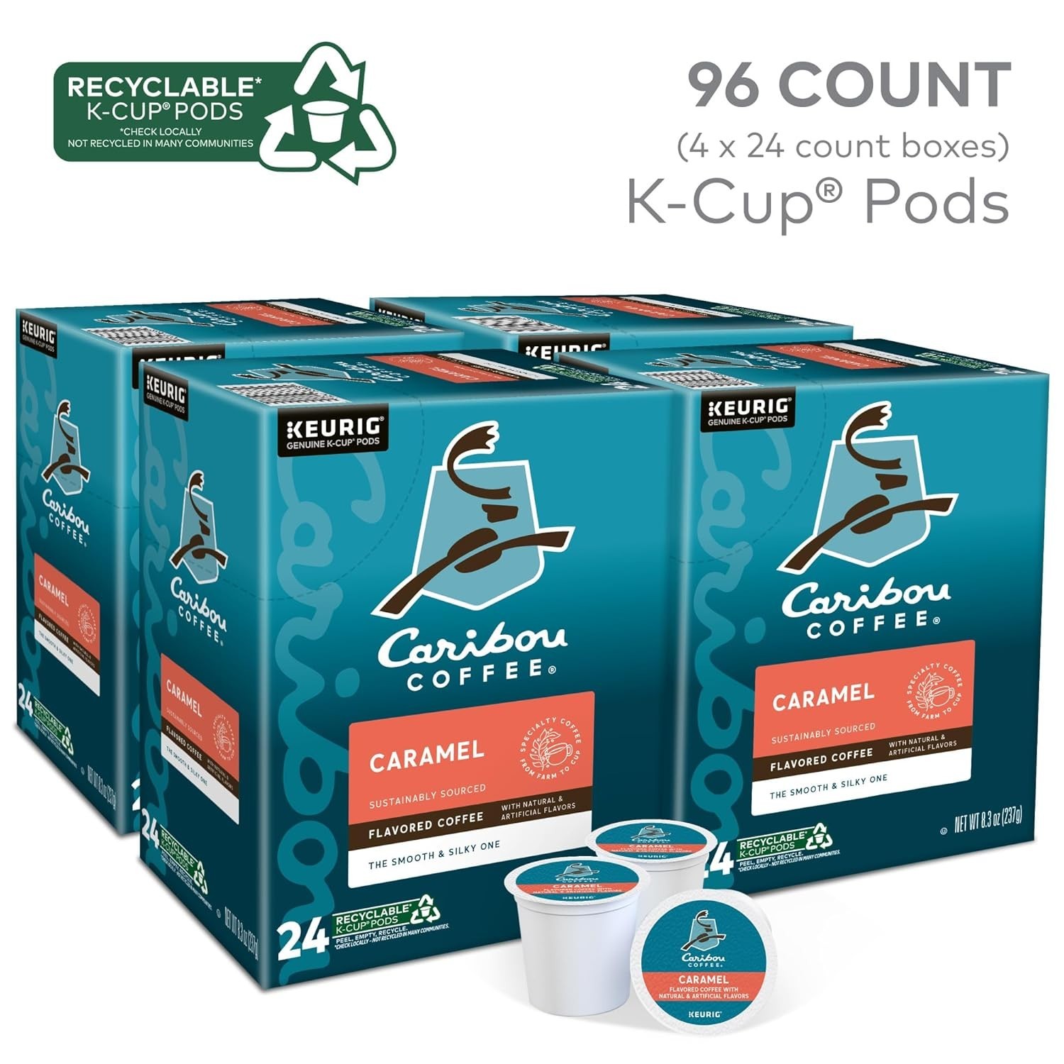 Caribou Caramel Hideaway Coffee 24 to 144 Keurig K cups Pick Any Size FREE SHIP