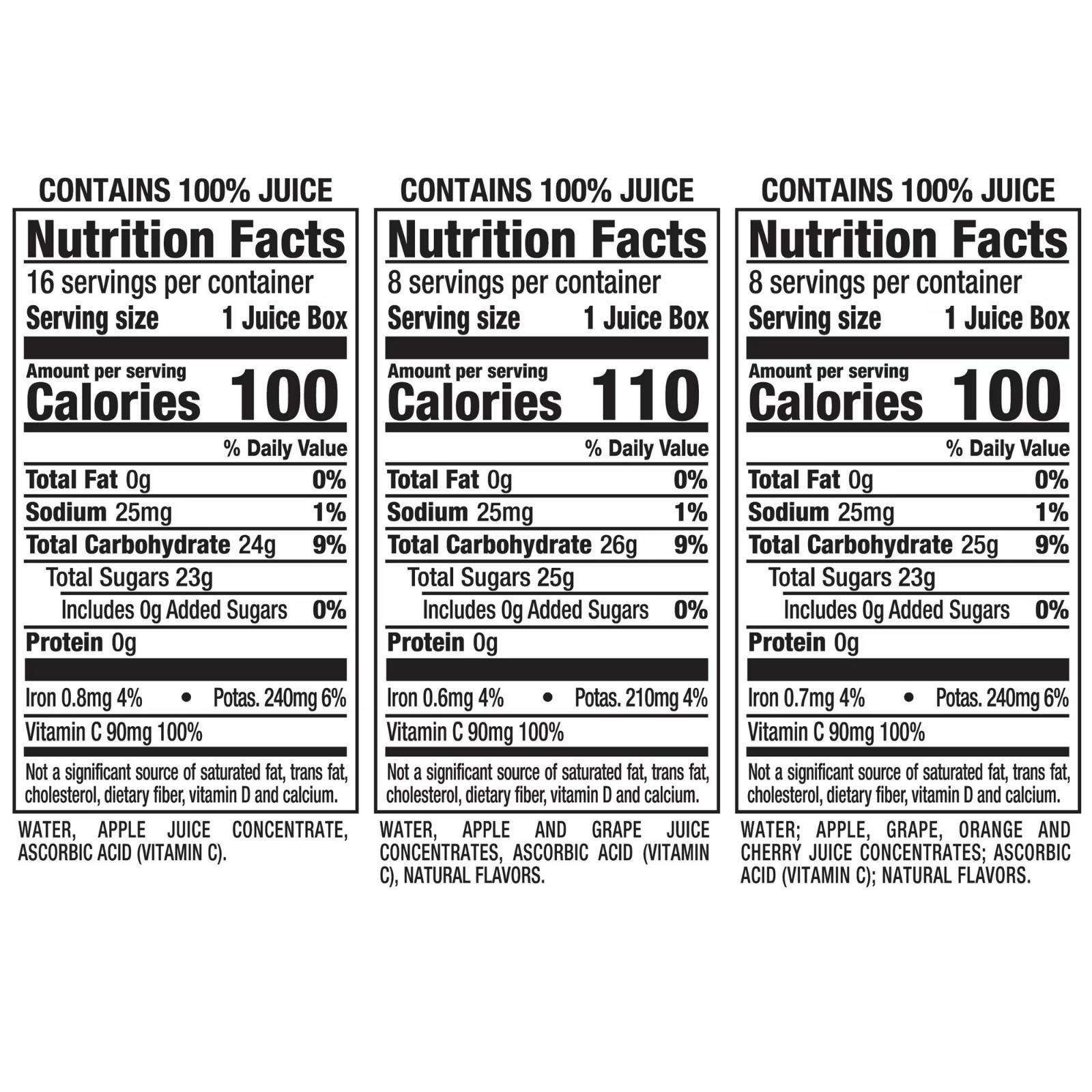 Mott’s 100% Apple Juice Variety Pack, 6.75 fl oz, 32 Count Boxes….