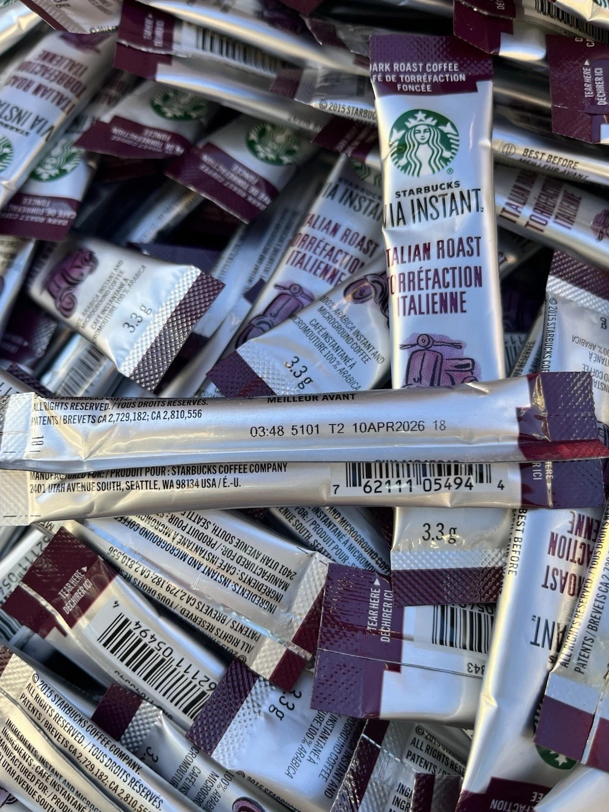 50 Packets Starbucks VIA Italian Roast Instant Coffee Dark Microground Arabica