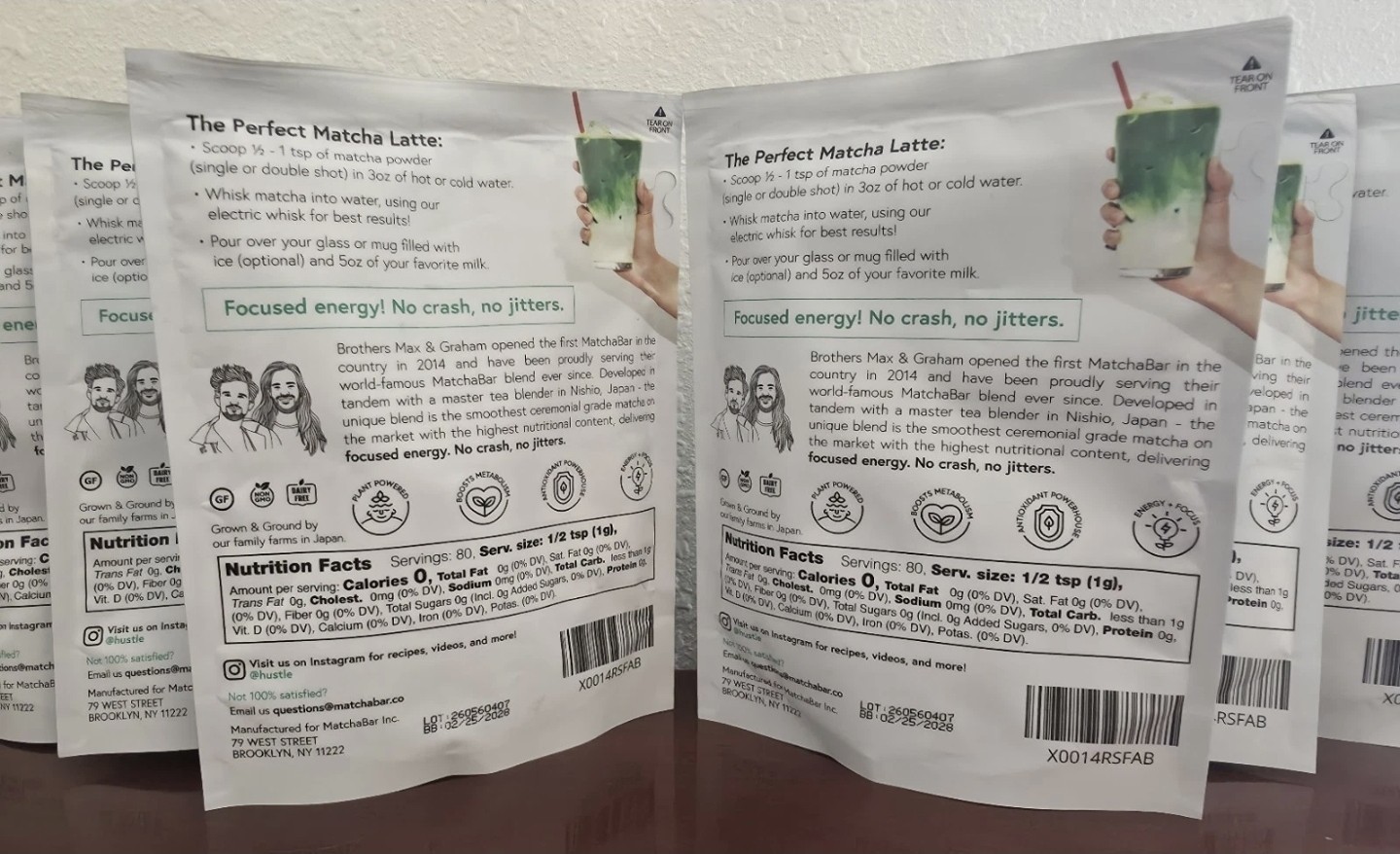 6 Pack MatchaBar Organic Ceremonial Grade Japanese Matcha Green Tea Powder 480g