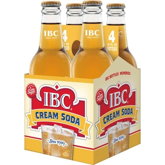 IBC Cream Soda Made with Sugar Glass Bottles, 12 Fl Oz, 4 Count