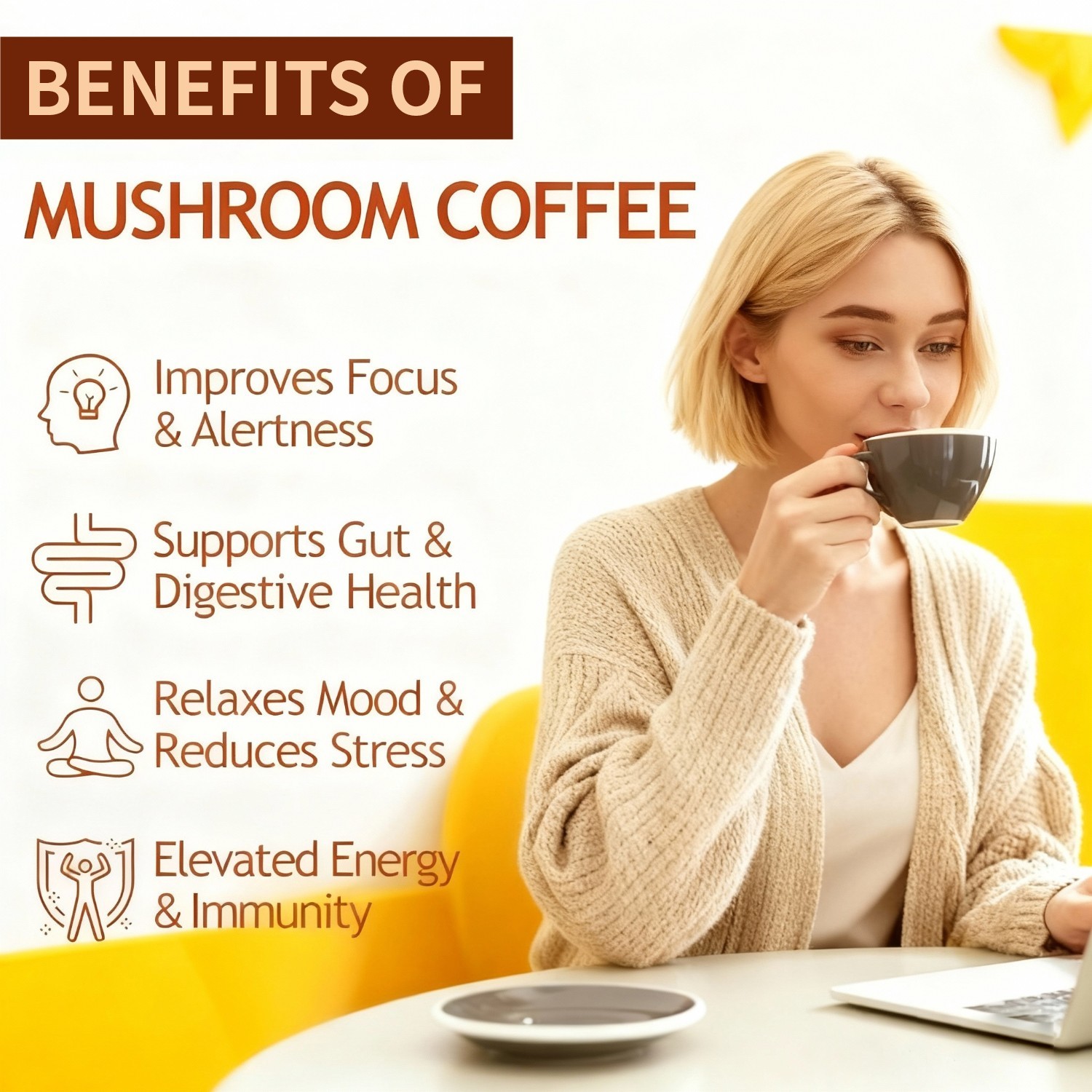 2 PACK Mushroom Coffee Organic with 10 Adaptogenic Mushrooms 50 servings