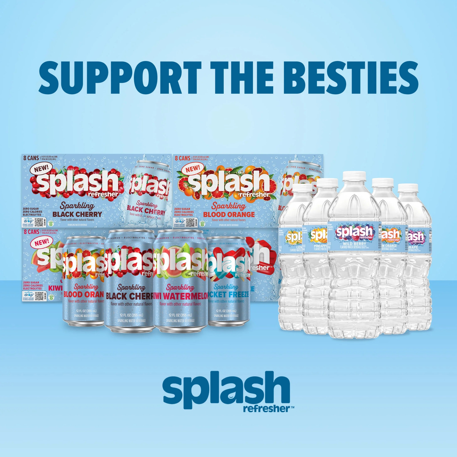 Splash Kiwi Watermelon Sparkling Water, 12 Fl Oz, 8 Cans