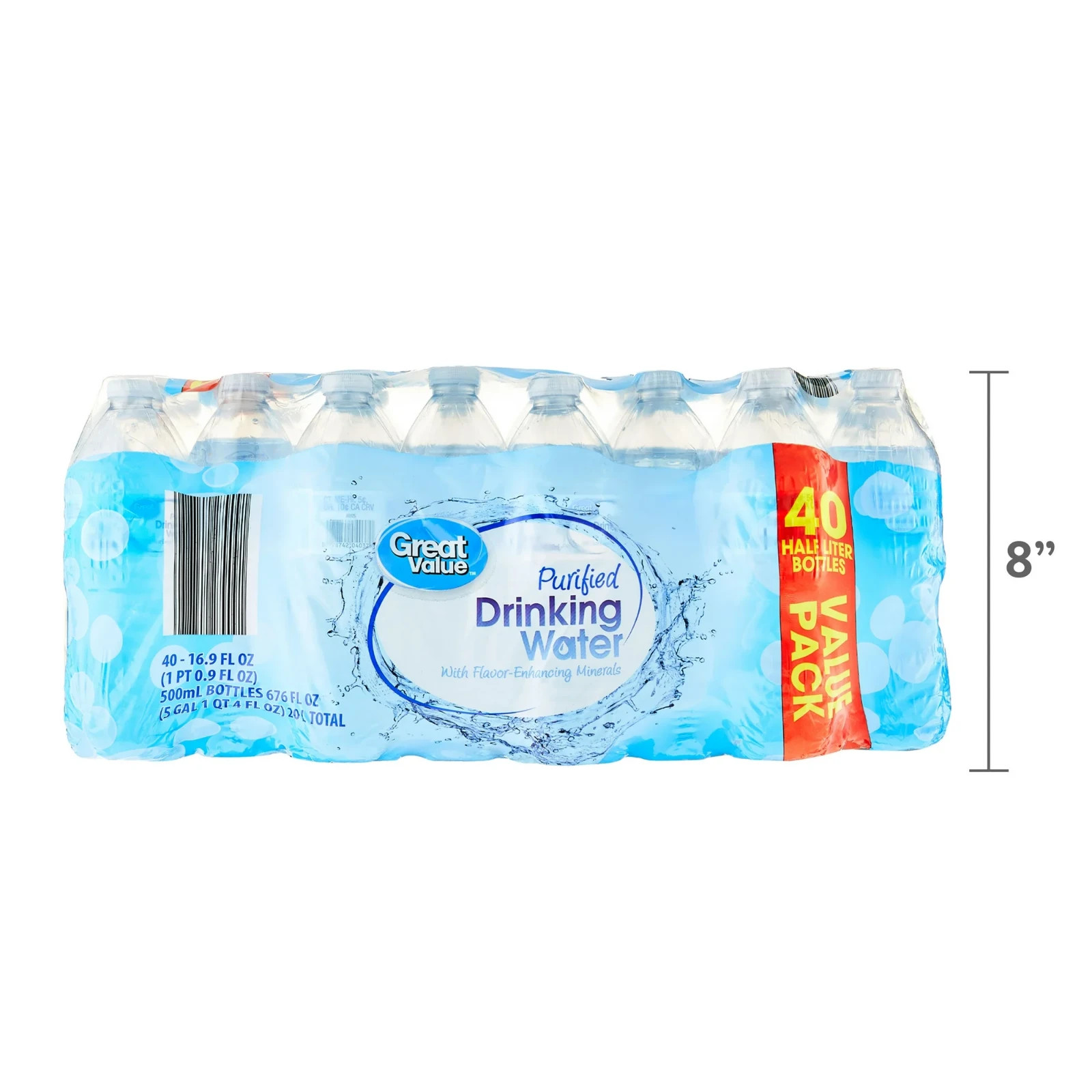 NEW (2 pack) 16.9 Fl. Oz., Great Value Purified Drinking Water, 40 Count