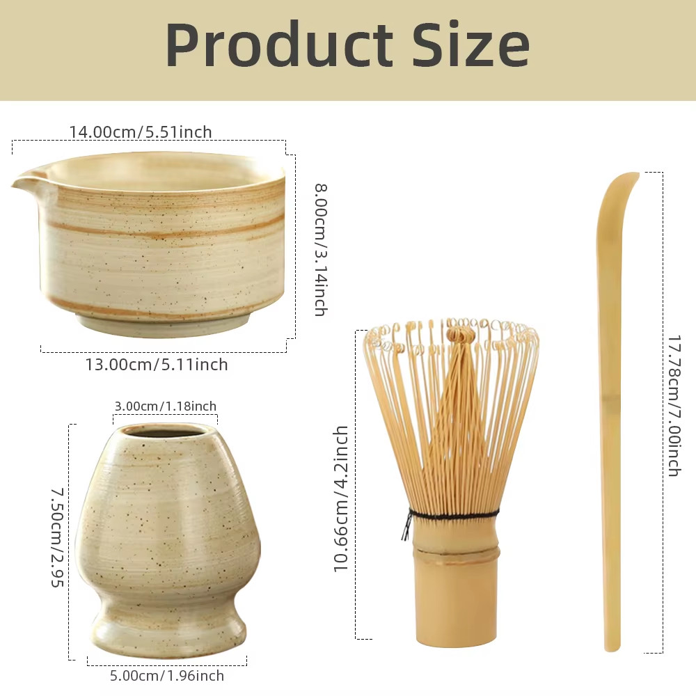 4PCS Japanese Matcha Tea Set Safe Bamboo Whisk Teaspoon Tea Sets Indoor Beverage