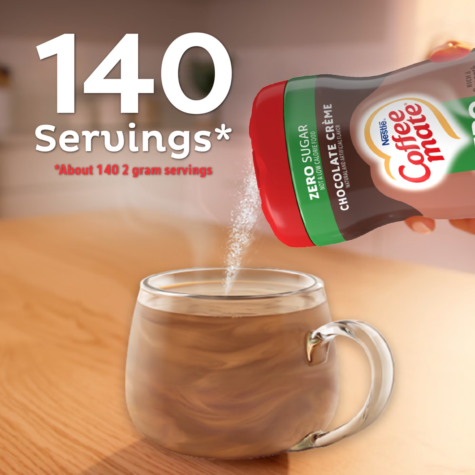 Nestle Coffee Mate, Chocolate Crème Zero-Sugar Powdered Coffee Creamer, 10.2 oz@