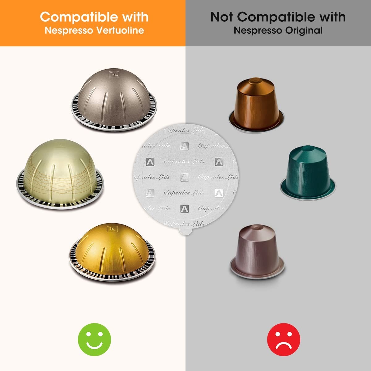 Aieve 120Pcs Aluminum Foil Seals Lid for Reusable Nespresso Pods Vertuo Compatib