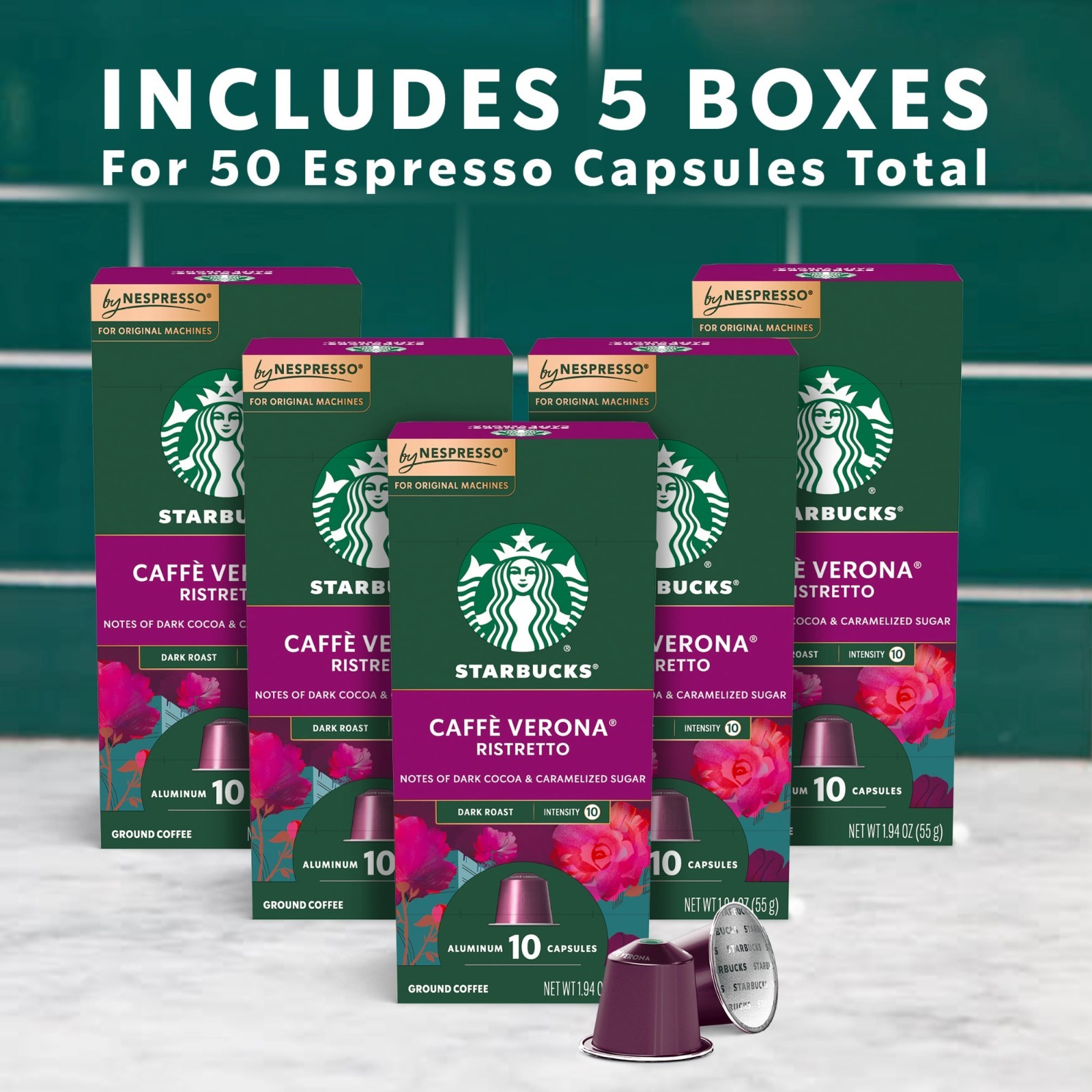 Starbucks By Nespresso Original Line, Caffè Verona, Dark Roast Nespresso Pods, 1