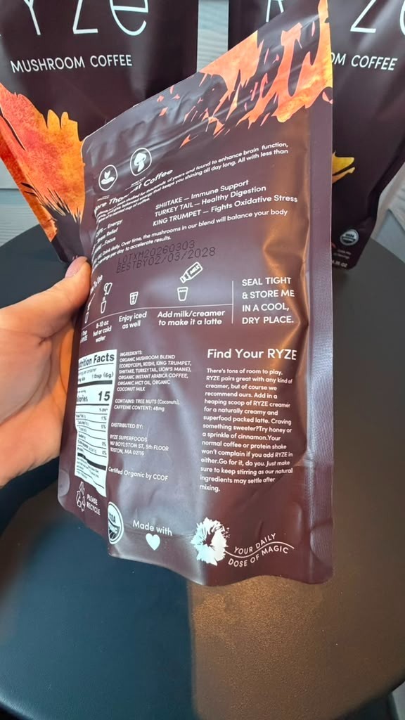 4Pack Ryze mushroom coffee. 6.35 oz -30 servings each (120 servings total)