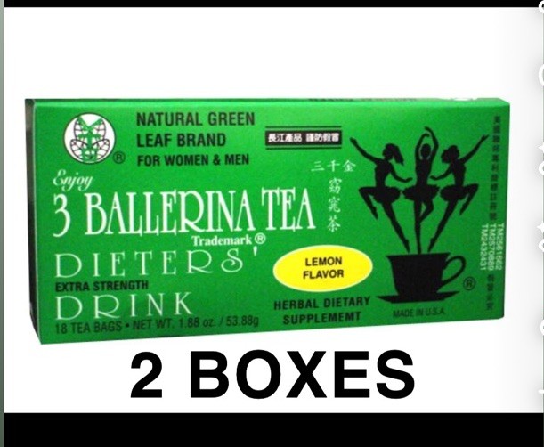 💜 (2 BOXES) 3 Ballerina Diet Tea Extra Strength 18 Tea Bags Lemon Flavor
