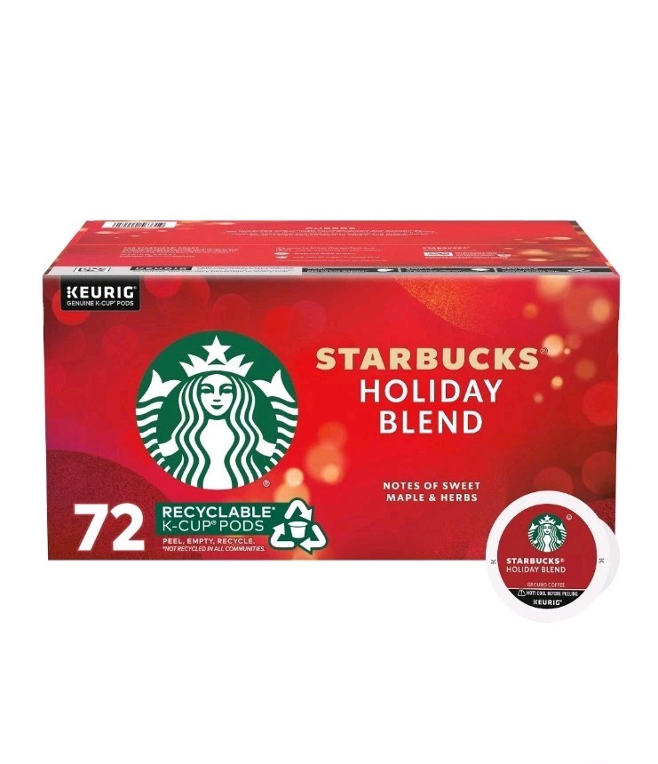 Starbucks Holiday Blend Medium Roast Limited Edition Coffee K-Cups [72 Count]