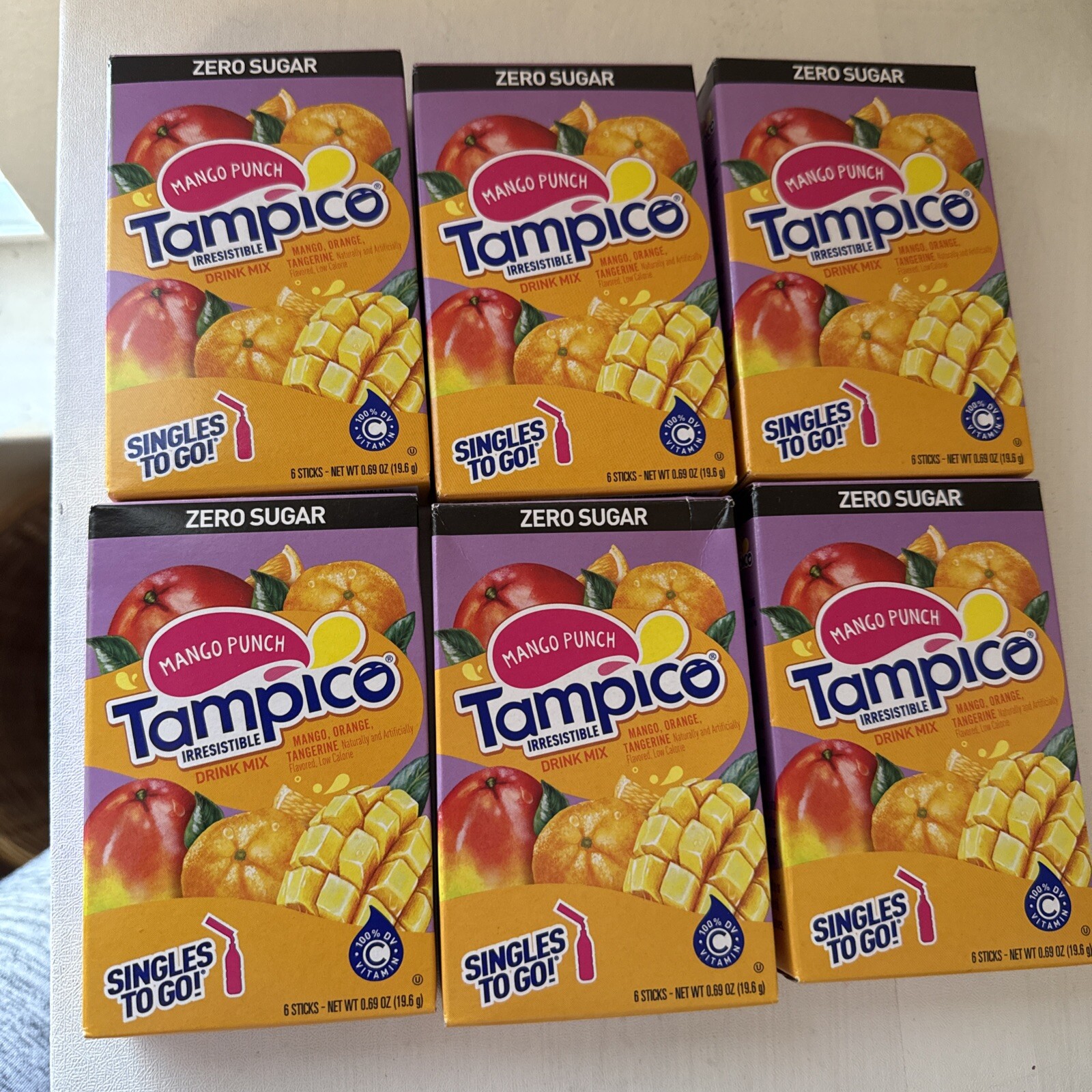 Mango Punch Tampico Singles To Go Drink Mix Packets, Sugar Free (Pack of 6)