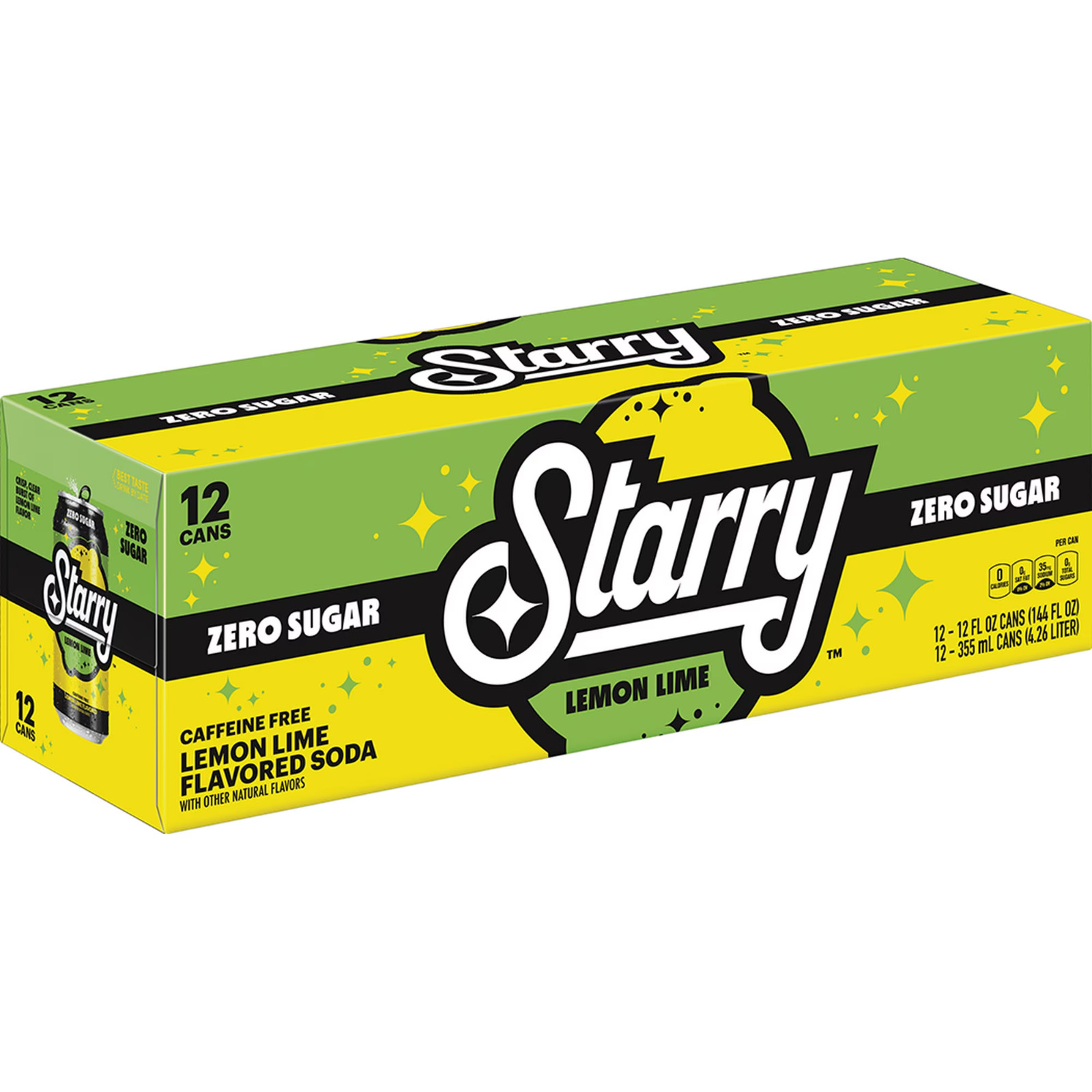 Starry Zero Sugar Lemon Lime soda Pop 12 fl oz 12 Pack cans…
