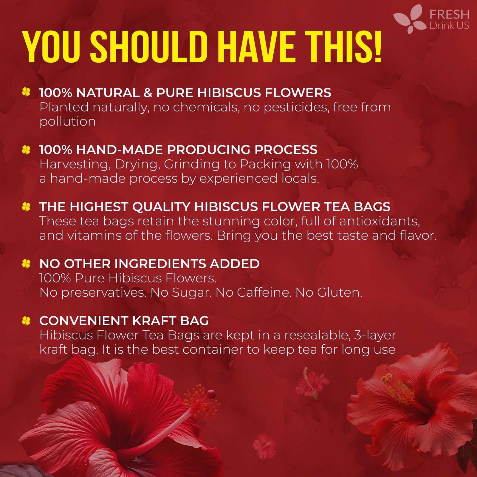 , 140 Bags Hibiscus Flowers Tea, 100% Natural and Pure. Loose Flower Hibiscus…