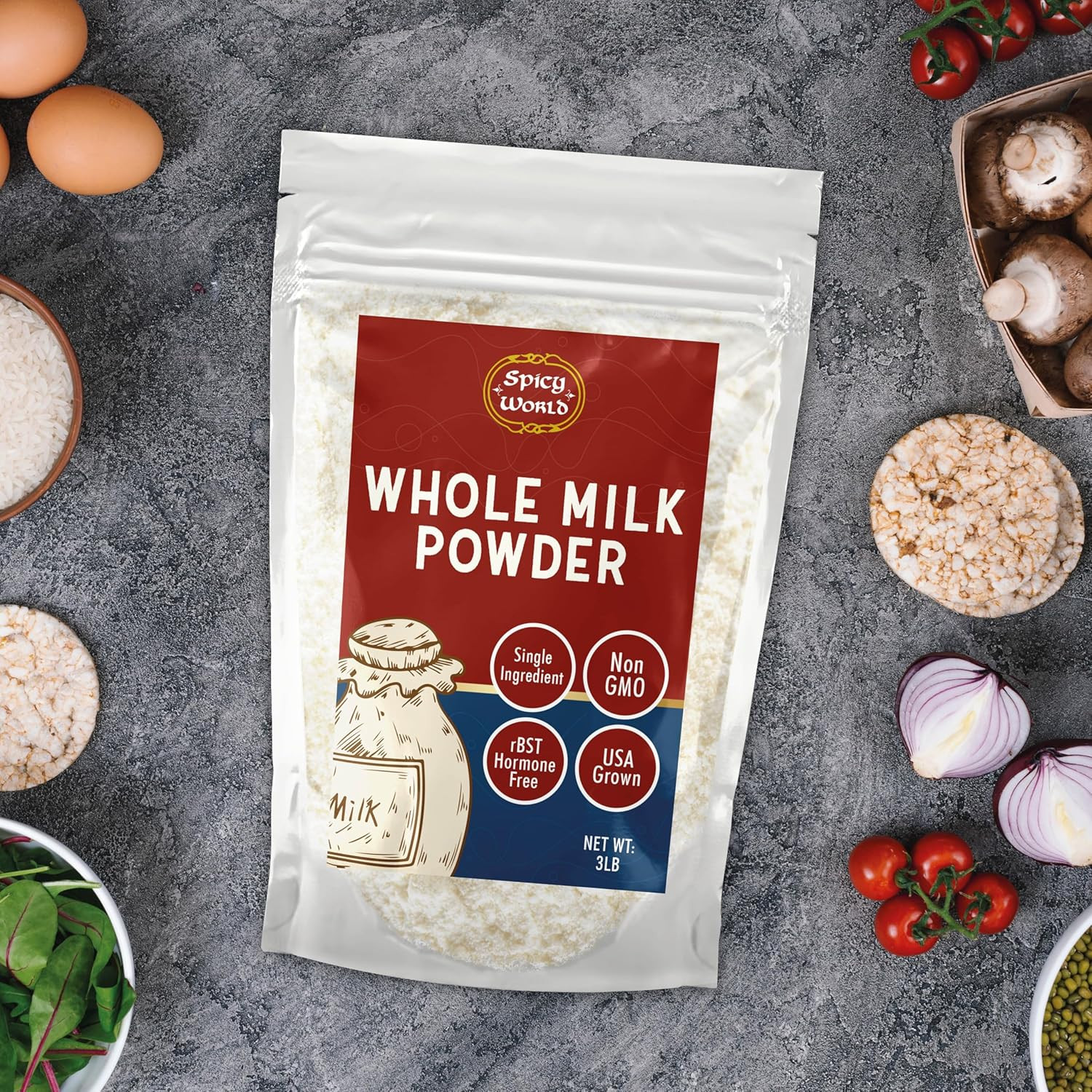 Whole Milk Powder 3 LB Bulk Bag – RBST Hormone Free, Made in USA, Non-Gmo, Premi