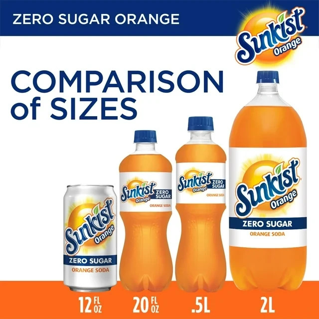 Sunkist Zero Sugar Orange Soda Pop, 12 fl oz, 12 Pack Cans
