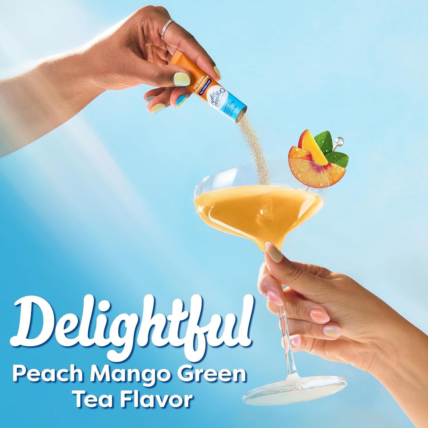 Convenient On-the-Go Peach Mango Green Tea Drink Packets – Gluten Free & Kosher