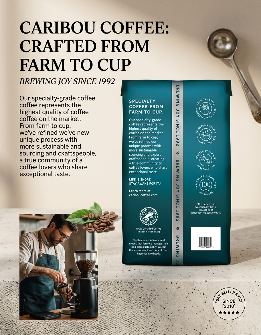 Caribou Dark Roast Ground Coffee Mahogany 40 oz Free Shipping