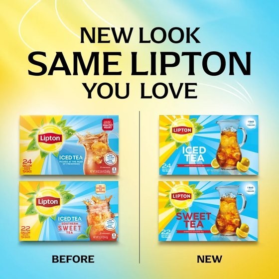Lipton Iced Southern Sweet Black Tea Bags, Gallon Size, 22 Count-4 pack-