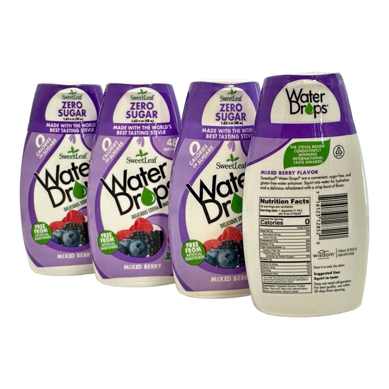 SweetLeaf Water Drops Mixed Berry Zero Sugar 1.62oz. (48 Servings) LOT OF 4