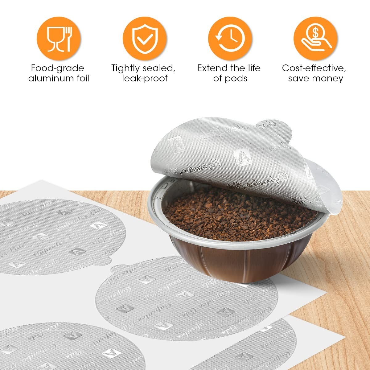 Aieve 120Pcs Aluminum Foil Seals Lid for Reusable Nespresso Pods Vertuo Compatib