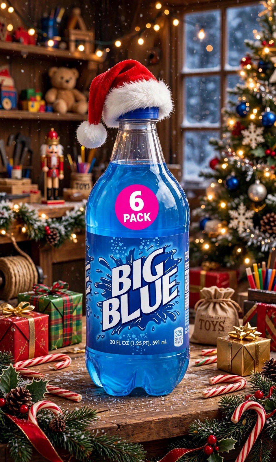 Big Blue Soda 20oz Exotic Pop 6 Pack Of Bottles ( Big Red )