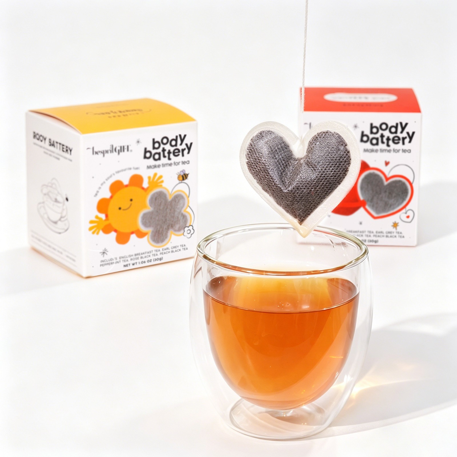 20 Count Heart Tea Bags, 5 Mixed Flavors – Daily Sip Gift for Family & Friend
