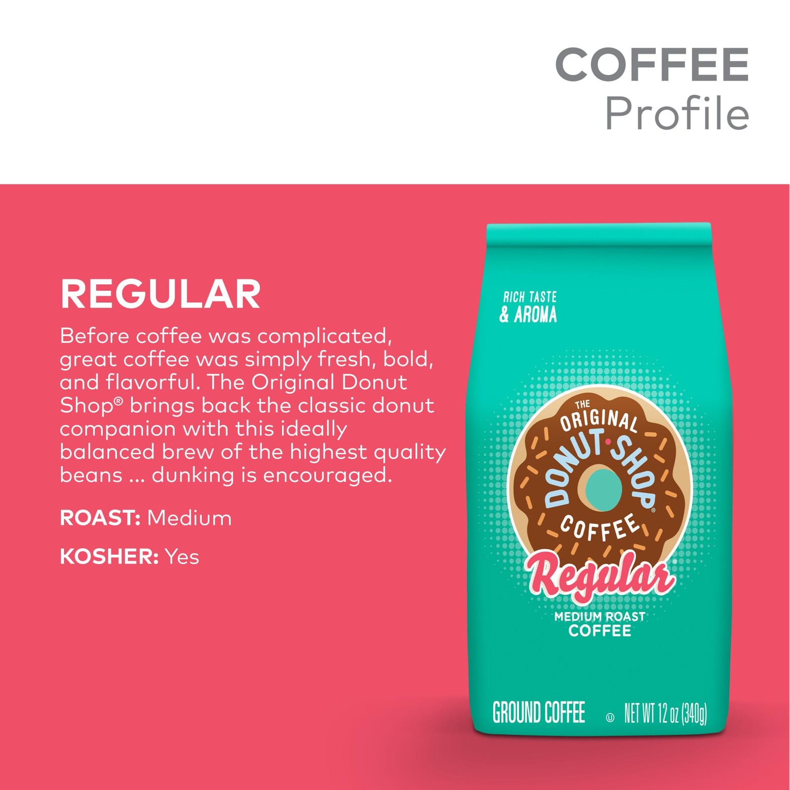 The Original Donut Shop Coffee, Regular, Medium Roast, 12 Ounce (Pack of 1)