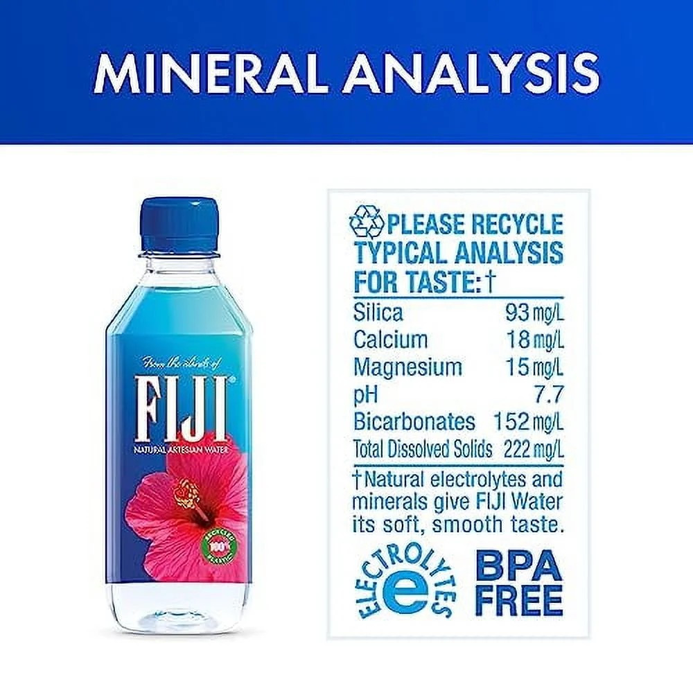 (24 Pack) FIJI Natural Artesian Water with Electrolytes and Minerals, 16.9 Fl Oz