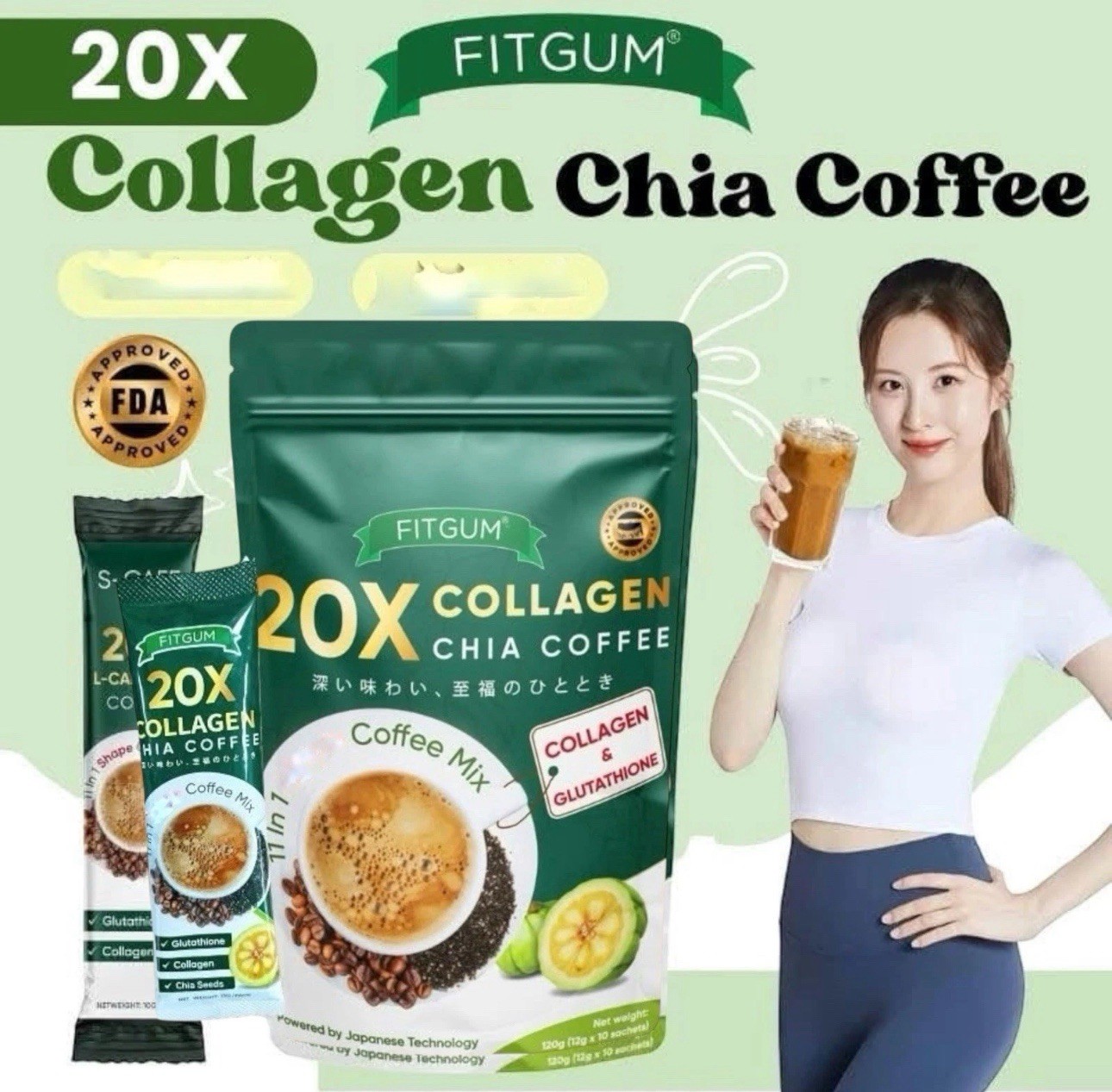 FITGUM 20X Collagen Chia – 11 Coffee in 1 Coffee Mix