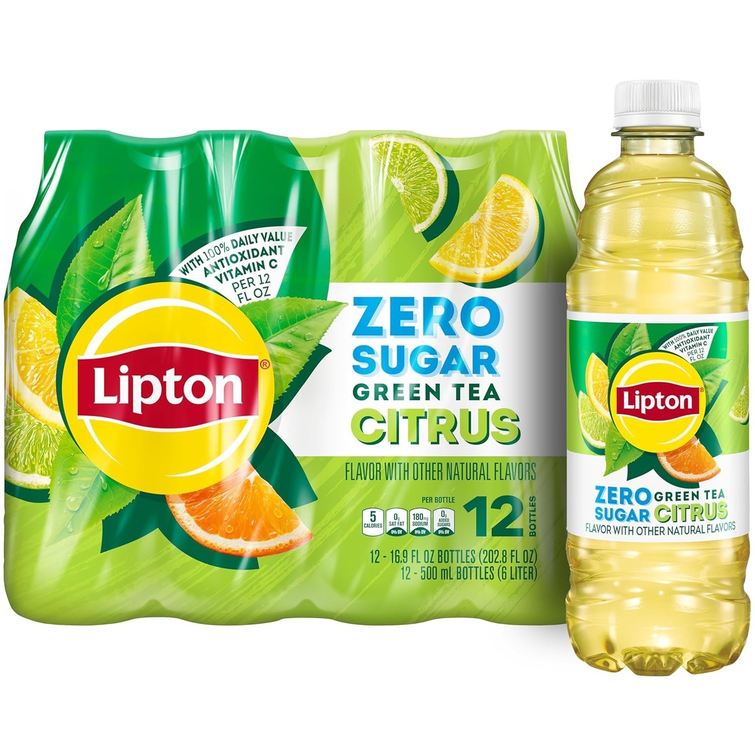Lipton Diet Green Tea Citrus, 12 Pack – Low-Calorie Citrus Drink for Weight Loss