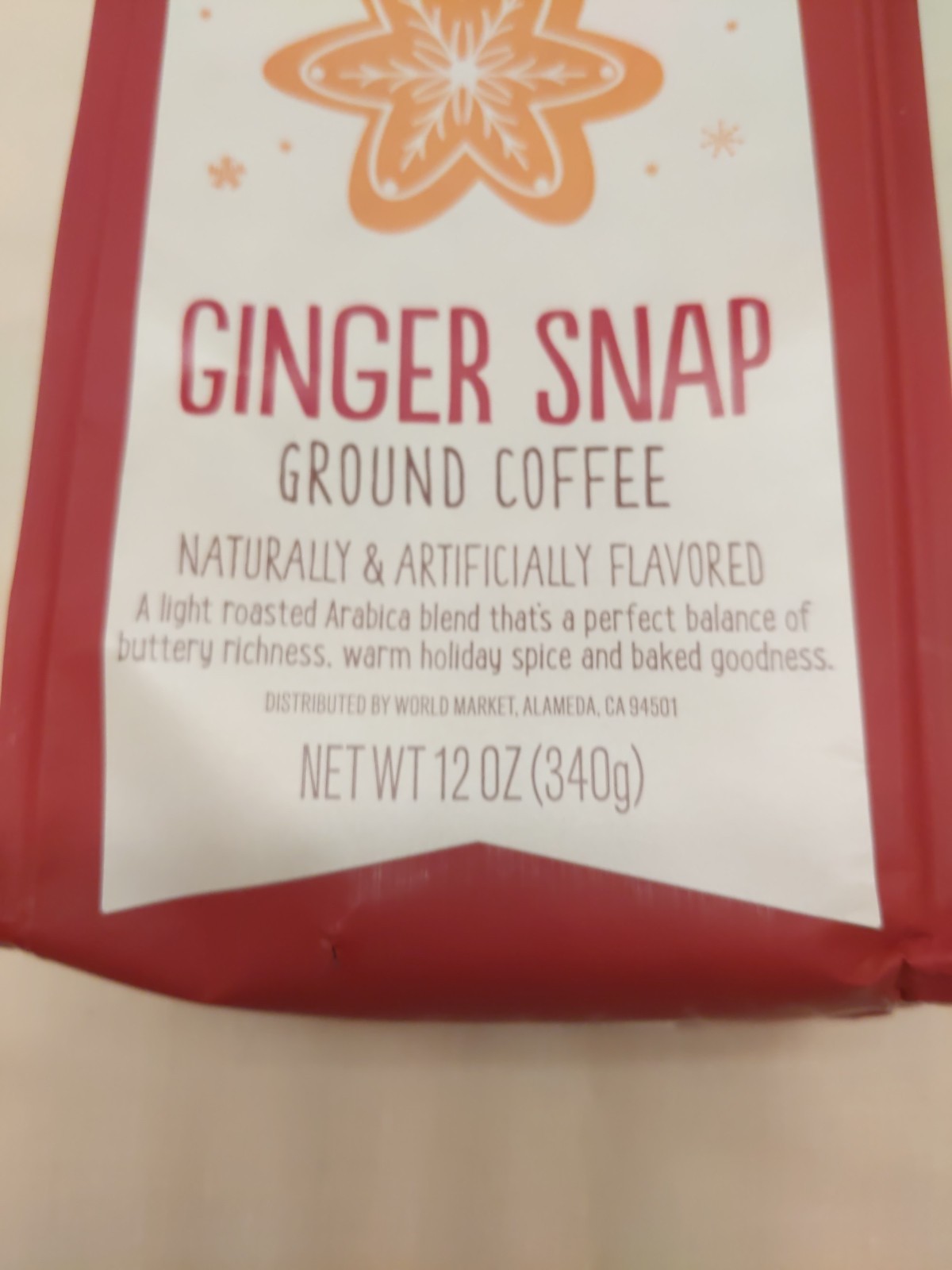 NEW SEALED World Market Ginger Snap Ground Coffee 12 oz BB Date 6/2026 Seasonal