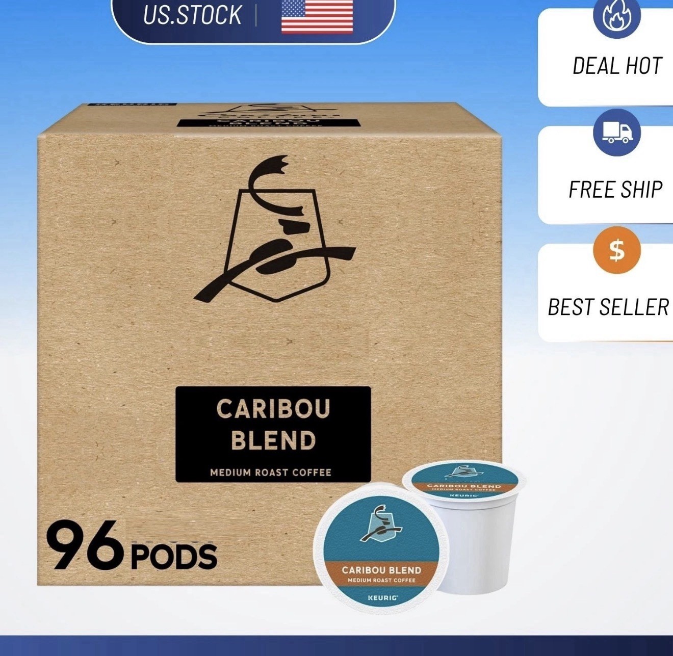 Caribou Blend Keurig K-Cup Pods Medium Roast Coffee 96 Count Single Serve