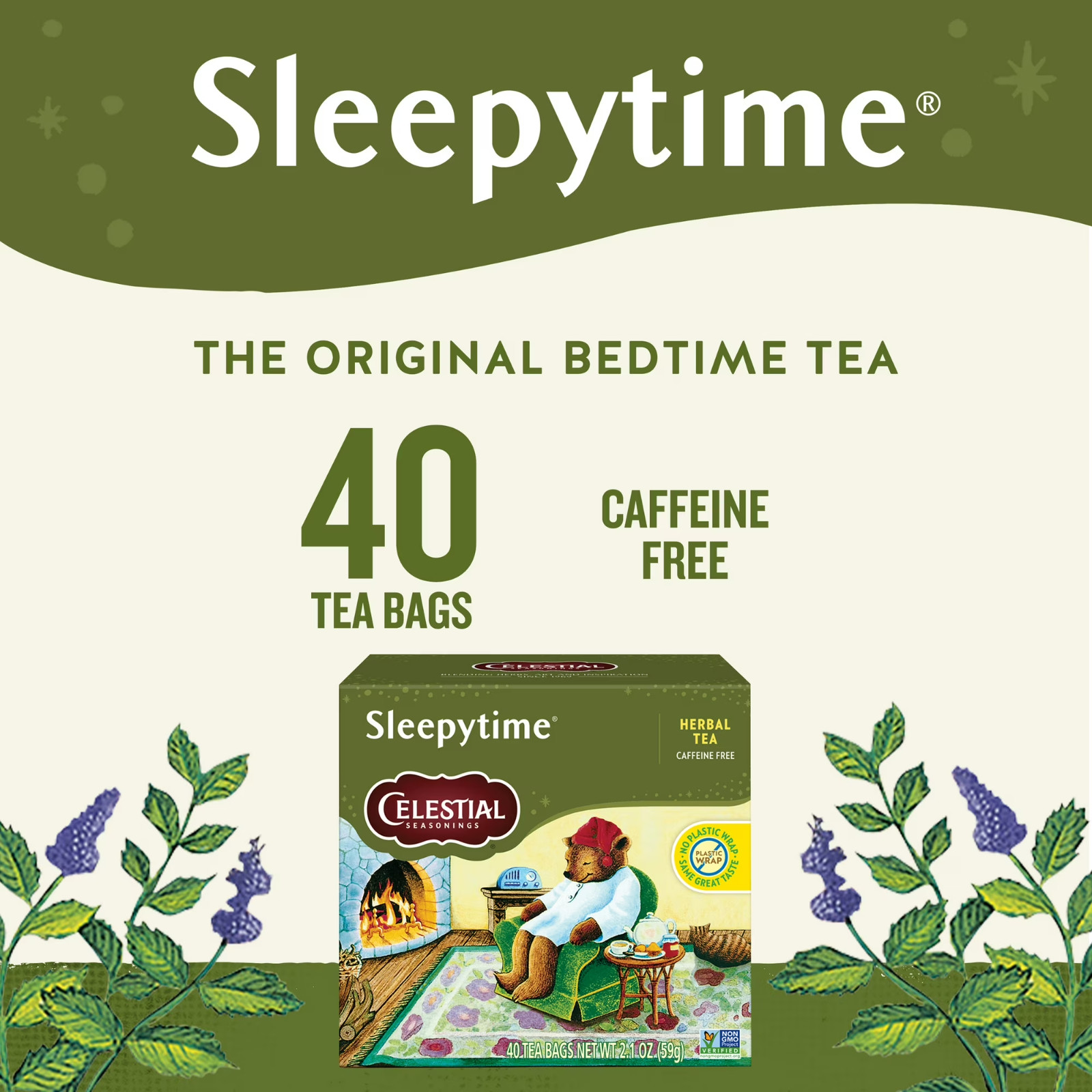 Celestial Seasonings Sleepytime Caffeine-Free Herbal Tea Bags (40 Count)