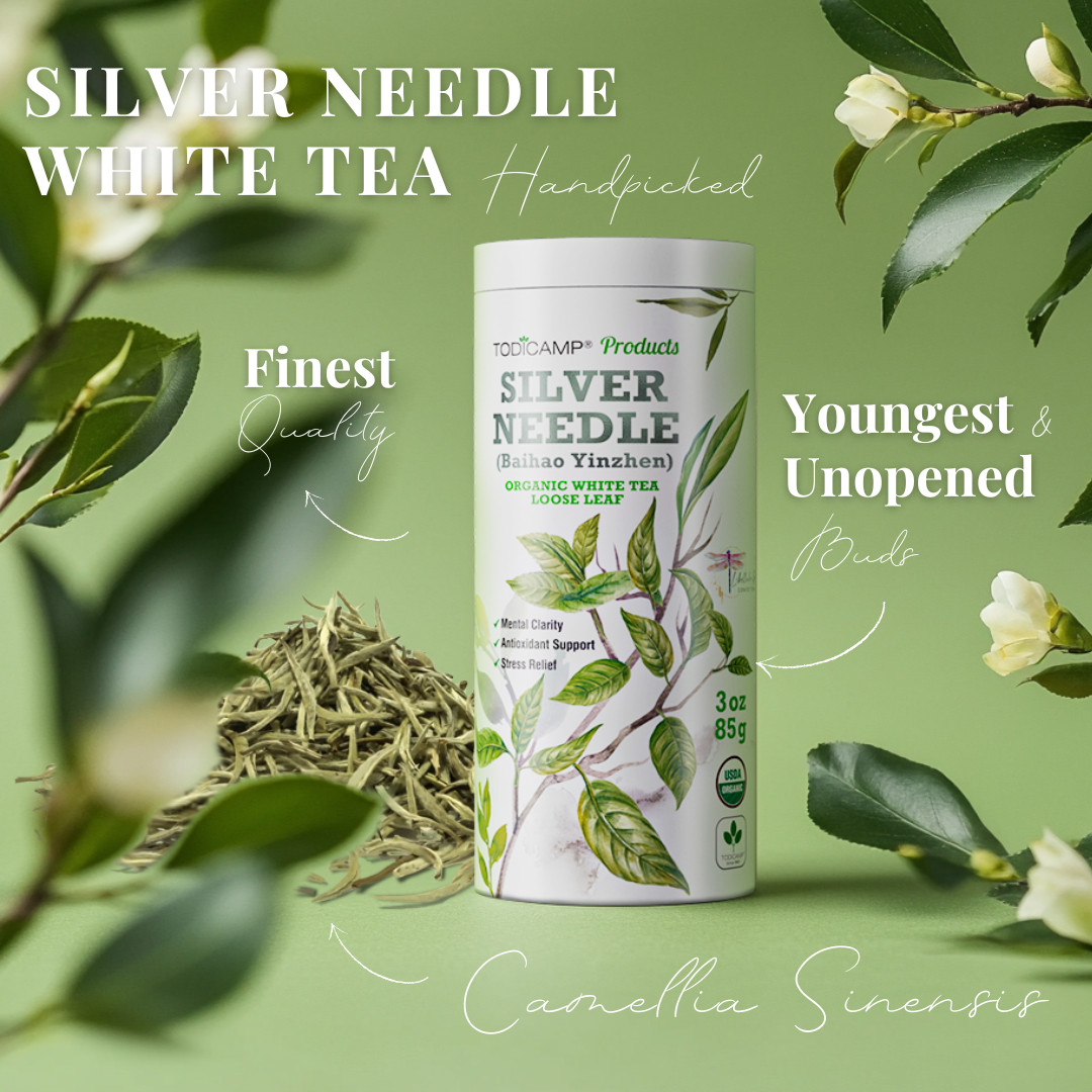 TODICAMP White Tea Organic Silver Needle Tea – 3 Oz