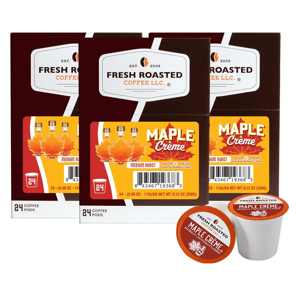 Fresh Roasted Coffee, Maple Crème Flavored K-Cup Pods for Keurig Brewers, Medium